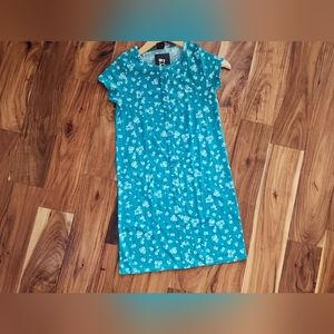 Art Class Teal blue/Green Floral Pullover Knit Kids Dress Size L 10-12